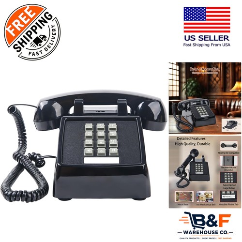Classic black retro landline - black,