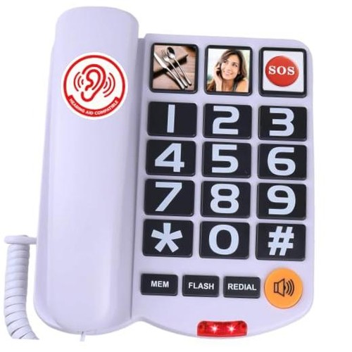 White big button landline - big,