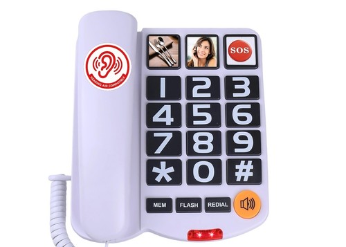 Black big button landline - button,